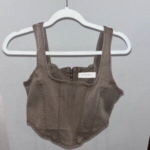 Free People Corset Tank Olive Brown